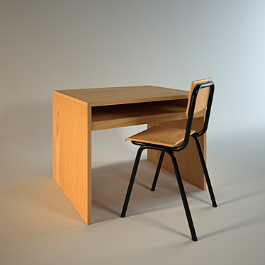 Classroom Study Table Chair 3D model image 1 