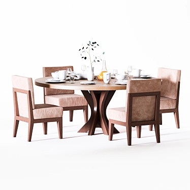 Modern Italian Siena Chair & Star Dining Table 3D model image 1 