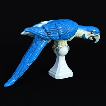 Colorful Porcelain Ara Parrot Statue 3D model image 1 