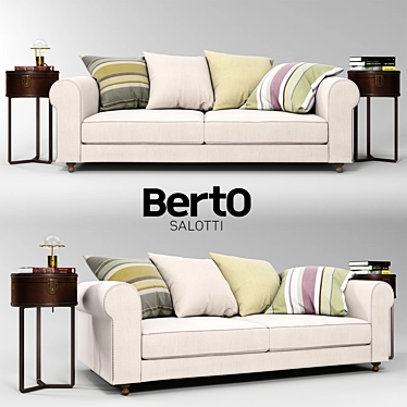 Elegant Cambridge Sofa & Lucero Side Table 3D model image 1 