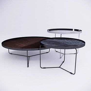 Sleek Steel Coffee Table with Multiple Top Finishes 3D model image 1 