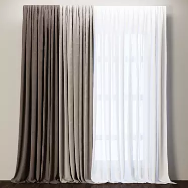 Elegant Velvet Window Curtain 3D model image 1 