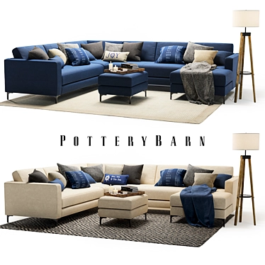 Pottery Barn Jake Sectional Set 3D model image 1 