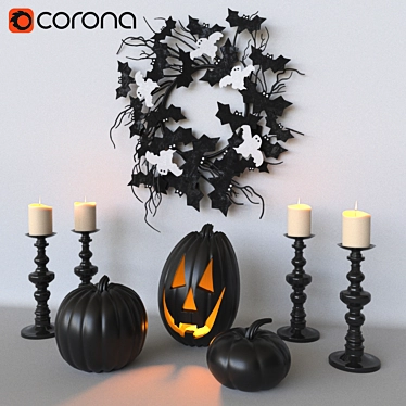 Haunted Halloween Decor Set 3D model image 1 