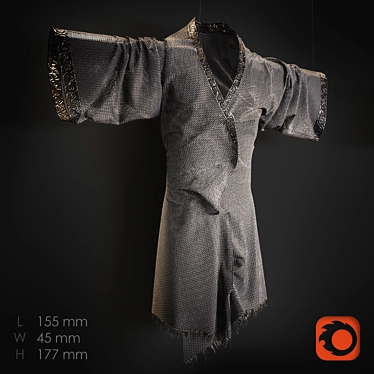 Elegant Kimono Art: Metal Mesh & Chainmail 3D model image 1 
