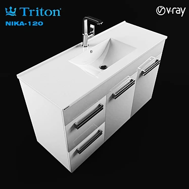 Elevate Your Bathroom: Triton Nika-120 Floorstand & hansgrohe Mixer 3D model image 1 