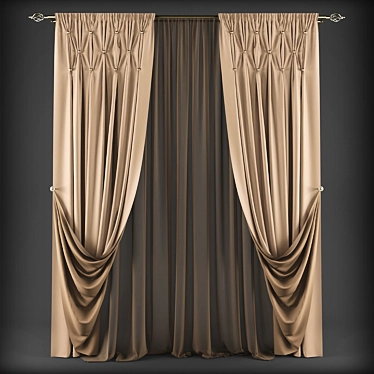 Classic Style Curtains 3D model image 1 