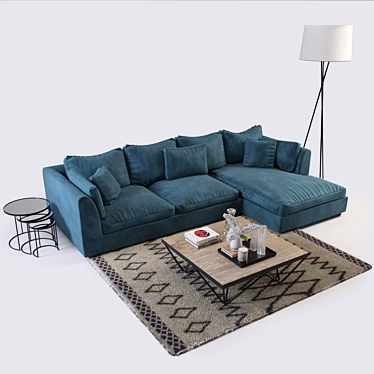Luxurious Harrington Chaise Sofa 3D model image 1 