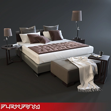 Flexform Long Island Bed Set - Modern Elegance for Your Bedroom 3D model image 1 