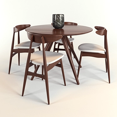 Elegant Hans J. Wegner Dining Set 3D model image 1 