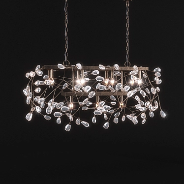 Elegant Crystal Chandelier: Pottery Barn's Bella Rectangular 3D model image 1 