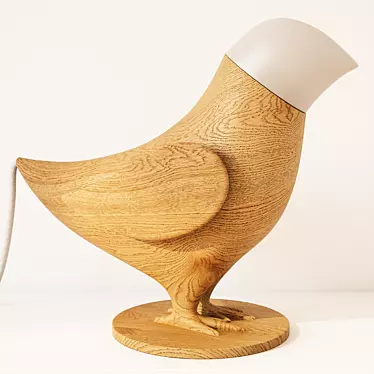 OM Birds Table Lamp: Beautifully Crafted Wood-Crystal Design 3D model image 1 