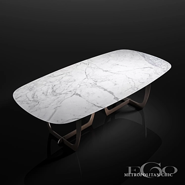 Metropolitan Chic: Gaudì Marble-Walnut Table 3D model image 1 