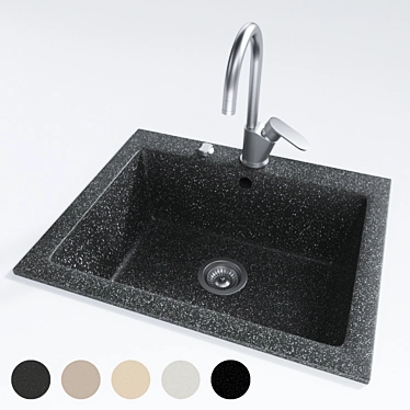 5 Texture Granite Sink Set 3D model image 1 