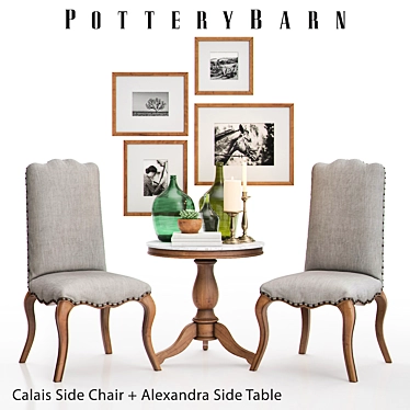 Pottery Barn Calais Chair + Alexandra Table: Stylish Set for Your Home 3D model image 1 