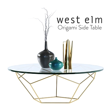 Rustic Brass Origami Table - 30 3D model image 1 