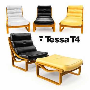 Vintage Tessa T4 Chair & Footstool 3D model image 1 