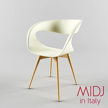 Raff L Chair: Stylish Wood Frame with Customizable Shell Options 3D model image 1 