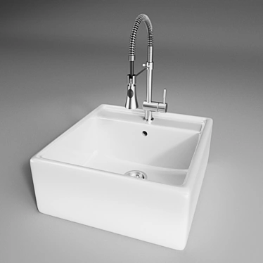 Ceramic Kitchen Sink with Battery 3D model image 1 