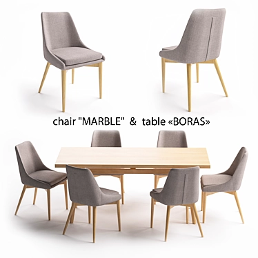 Elegant Boras Marble Table Set 3D model image 1 