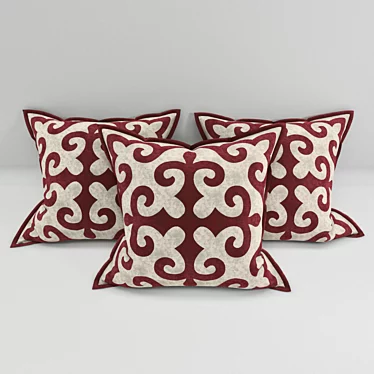 KZ Ornaments: Traditional Kazakh Pillows 3D model image 1 