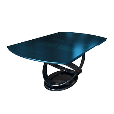 Modern Fusion Table with Metal Base and Glass Top 3D model image 1 