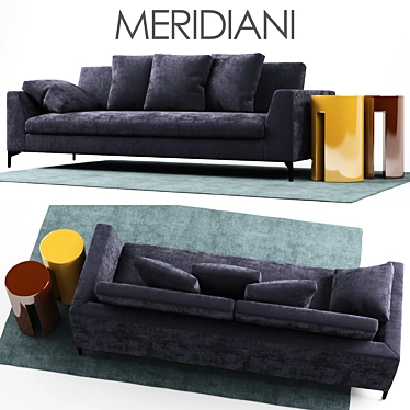 Velvet Louis Up Sofa - Meridiani 3D model image 1 