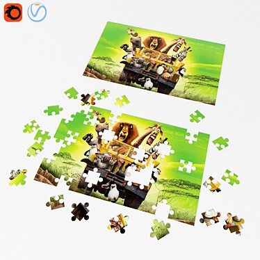 Versatile Textured Puzzle Trio 3D model image 1 