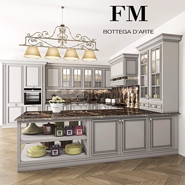 Italian Elegance: FM Bottega London Kitchen 3D model image 1 