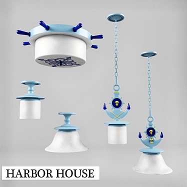 Mediterranean Chandelier Set: Creative Ship Wheel Design 3D model image 1 