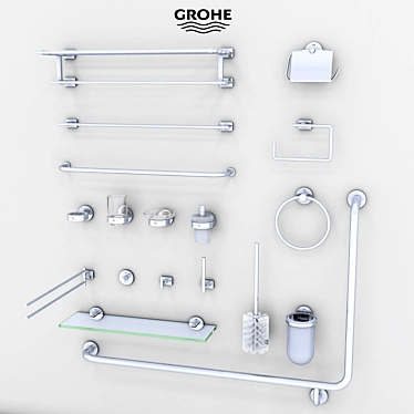 Elegant Chrome Bath Set 3D model image 1 