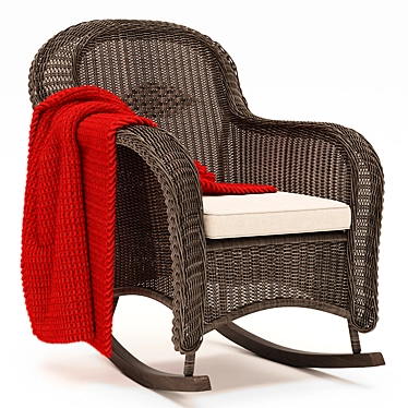Elegant Wicker Rocking Chair 3D model image 1 