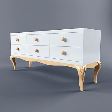Modern Wooden Chest of Drawers 3D model image 1 