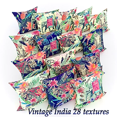 Vintage India Pillow Set 3D model image 1 