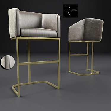 Emery Leather Barstool: Sleek & Stylish 3D model image 1 