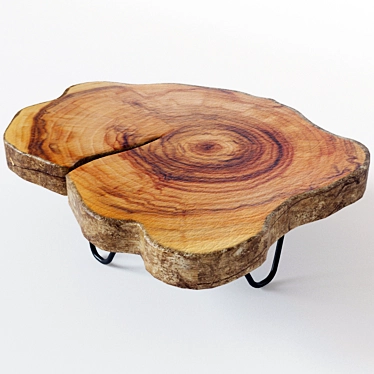 Rustic Wood Bark Table 3D model image 1 