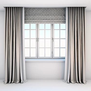 Roman-inspired Modern Window Curtains 3D model image 1 