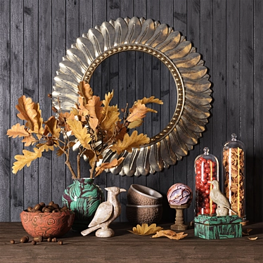 Autumn Decorative Set | Mirror & Vase 3D model image 1 