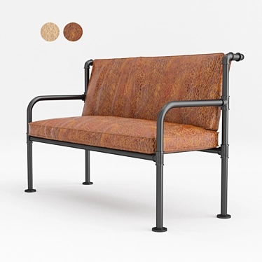 Title: Metal Tube Sofa with Leather Seat 3D model image 1 