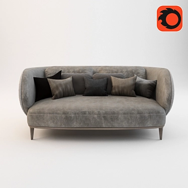 Stylish Velvet Sofa 3D model image 1 