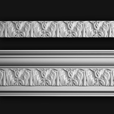 Elegant Gypsum Molding with Ornament 3D model image 1 