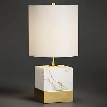 Marble Brass Accent Table Lamp 3D model image 1 