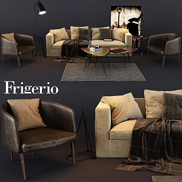 Frigerio Ottavio Sofa Set: Perfectly Coordinated Living Room Ensemble 3D model image 1 