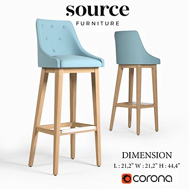 Modern ALBERT SGS Barstool - Stylish Seating Solution 3D model image 1 