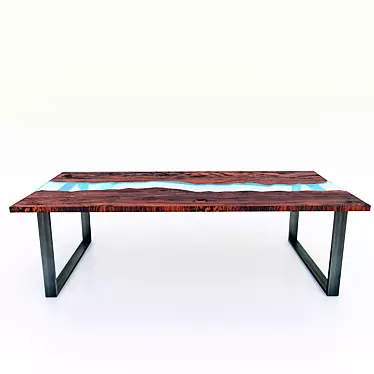 Sleek Wooden Table with Glass Insert 3D model image 1 