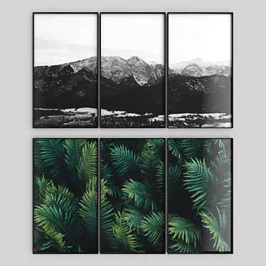 Nature's Reflections: Triptych Art 3D model image 1 