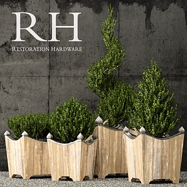 Rustic Salvaged Wood & Metal Planter 3D model image 1 