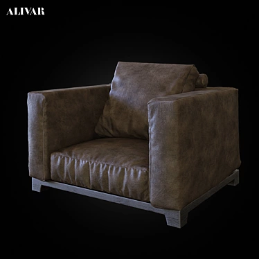 ALIVAR TAILOR Armchair: Timeless Elegance with Wood and Leather 3D model image 1 