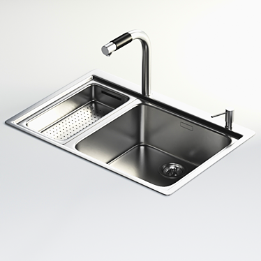 Stainless Steel Sink with Battery - 55x78 cm 3D model image 1 