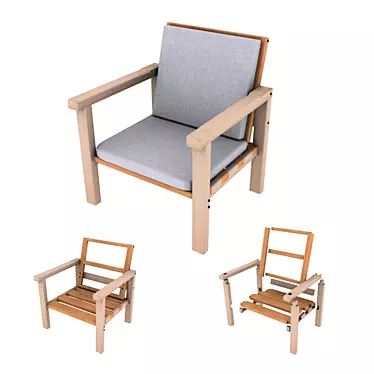 DIY Wooden Armchair Kit 3D model image 1 